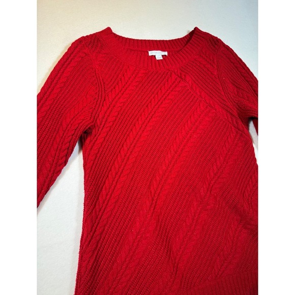 New York & Company Red Cable Knit Tunic Sweater Womens Long Sleeve - Picture 5 of 5